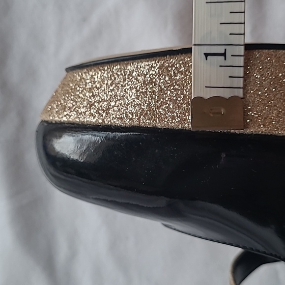 Size 8.5 shiny black and sparkly gold platform high heels - Picture 5 of 6